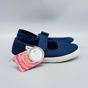 Cienta Shoes Kids Girls 11 Navy Blue Canvas Mary Jane Hook & Loop Strap Casual